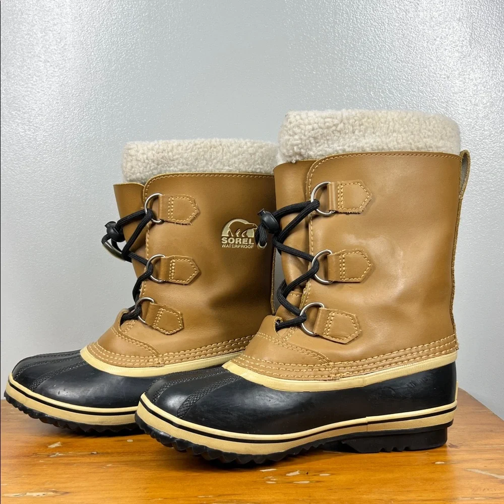 Sorel Kids Waterproof Tan and Black Winter Boots